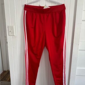 adidas Red Joggers with White Stripes